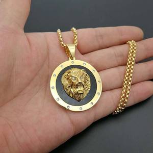 Hip-hop Fashion Stainless Steel 18K Gold-plated <strong>lion</strong> Head <strong>Pendant</strong>, Elegant and Personalized Necklace, Birthday Gift - Product Image 2