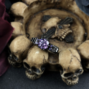 Trendy Retro Punk Schedel Gothic <span class=keywords><strong>Ring</strong></span> voor Vrouwen Mannen Halloween <span class=keywords><strong>Goth</strong></span> Zwart Goud Kleur Ringen Toetreding Groothandel Mode-sieraden R523 - Product Image 4