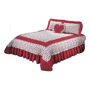 Juego de edredón Queen Of Hearts de 3 piezas con borde con volantes, estilo princesa, para uso doméstico, para todas las estaciones - Product Image 1