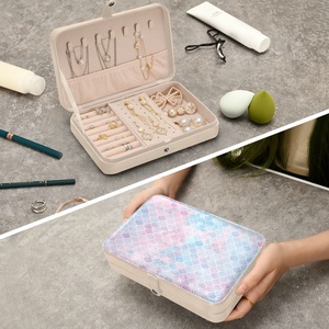 Custom Mermaid Organizer Jewelry Travel <b>Case</b> <b>Earring</b> Ring Storage Leather Jewelry Box - Product Image 6