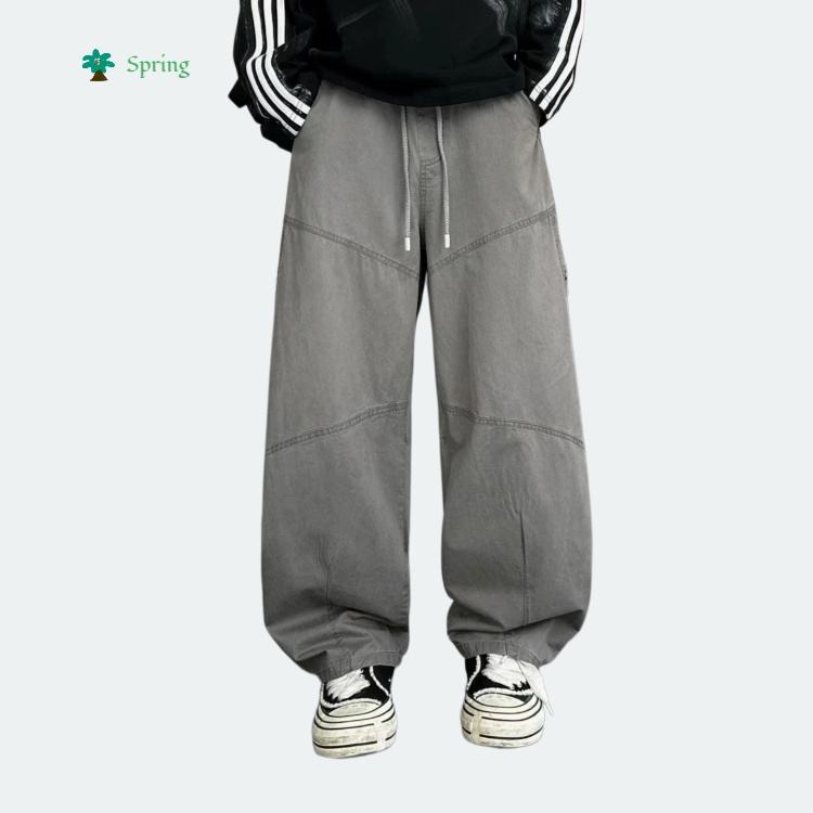 2026 Spring Japanese Harajuku Style Spray Bleach Curved Pants Streetwear