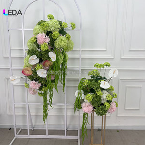 LEDA ดอกไม้ประดิษฐ์แบบผ้าไหมขายดี รุ่นไฮเดรนเยีย สีเขียวปาล์ม สีขาว สำหรับตกแต่งโต๊ะ - Product Image 2