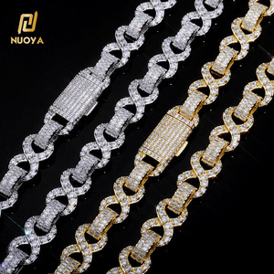 Collar Cubano NUOYA con Incrustaciones de Circonitas, Cierre de Solapa de 10 mm, Diseño de Una Sola Hilera con Piedras de Circonita, Collar de Cadena con Diseño en Forma de 8, Joyería Hip Hop, Regalo - Product Image 2