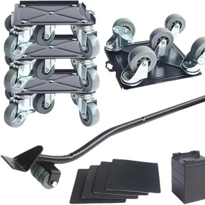 Carrito de Transporte Resistente con Base Cuadrada, Asa Metálica Desmontable y Cuatro Ruedas, Construcción de Plástico Negro - Product Image 5
