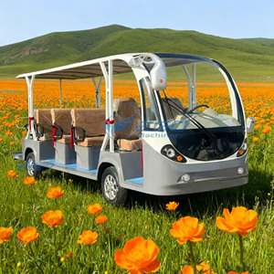 Mini Bus Électrique Touristique Modèle Ouvert Classique, Quatre Rangées de Sièges Gris, Sans Portes - Product Image 4
