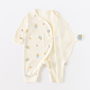 จั๊มสูทผ้าคอตตอนแท้สำหรับเด็กแรกเกิดฤดูใบไม้ร่วงฤดูหนาวชุดปีนเขาแบบไม่มีกระดูกของเด็กทารกลายการ์ตูนน่ารัก - Product Image 3