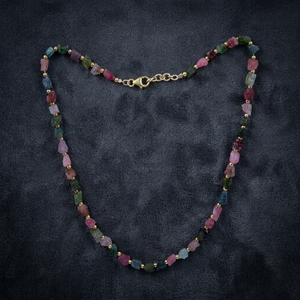 Collar de Plata de Ley con Cuentas de Turmalina Natural en Rodajas Lisas para Mujer, Estilo Étnico a Precio de Mayoreo - Product Image 3