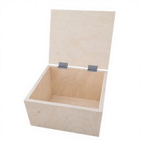 Boîte à souvenirs à charnières en contreplaqué brut, coffre de rangement pour loisirs créatifs, coffre à souvenirs en contreplaqué de bouleau avec poignées, caisse en bois de bouleau, boîte carrée en contreplaqué de bouleau
