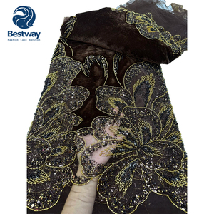 Bestway Tessuto in Pizzo di Velluto Francese Ricamato con Perline e Paillettes, Lavorazione Artigianale di Lusso, Ideale per Feste - Offerta Imperdibile - Product Image 2