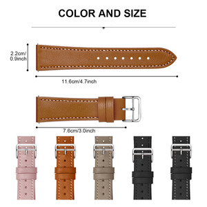 Correa de cuero genuino para <span class=keywords><strong>Samsung</strong></span> para Huawei Garmin GT Relojes 20-22mm Tamaño universal Tipo de negocios Hebilla de PIN Bandas de reloj inteligente - Product Image 5