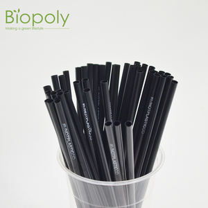 ماصة PLA قصيرة عالية الجودة من Biopoly ، ماصات PLA سوداء يمكن التخلص منها مع شعار - Product Image 4