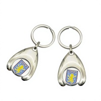 Porte-clés jeton de chariot de courses personnalisé en métal argenté avec sangle en cuir – Cadeau promotionnel pour supermarchés