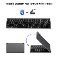 Teclado Bluetooth Plegable Tipo Máquina de Escribir, Teclado Inalámbrico Ultrafino con Teclado Numérico Independiente