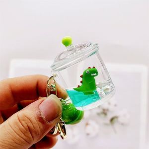 Llavero Creativo de Dinosaurio Verde con Arena Movediza, Colgante para Bolsa, Llavero con Aceite, Adorno Decorativo para Coche, Regalo de Navidad para Niños - Product Image 5
