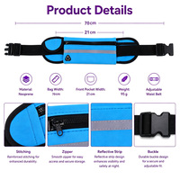 Sac banane de course réfléchissant en néoprène OEM, ceinture de sport pour activités de plein air, fitness, voyage, jogging, cyclisme, accessoire de vente en gros
