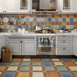 <span class=keywords><strong>Piastrelle</strong></span> in Ceramica Rustiche Mediterranee Retrò Americane 300x300 Resistenti all'Usura per Bagno, Cucina, Balcone e Interni - Product Image 4