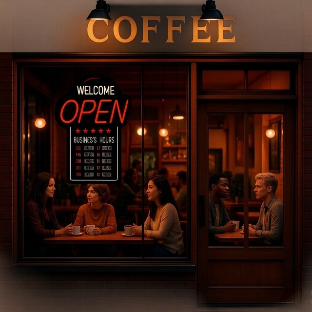 Smart Digital Open Sign  Programmable Hours of Operation with Bright LEDs for Storefront Office Home Business