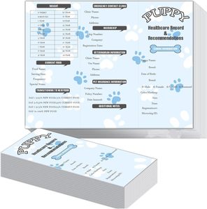 Tarjetas de registro de vacunación para cachorros, registros grandes para perros, libros de registro de salud <span class=keywords><strong>canina</strong></span>, 8,3x11 pulgadas, folletos de tiro para cachorros caninos - Product Image 1