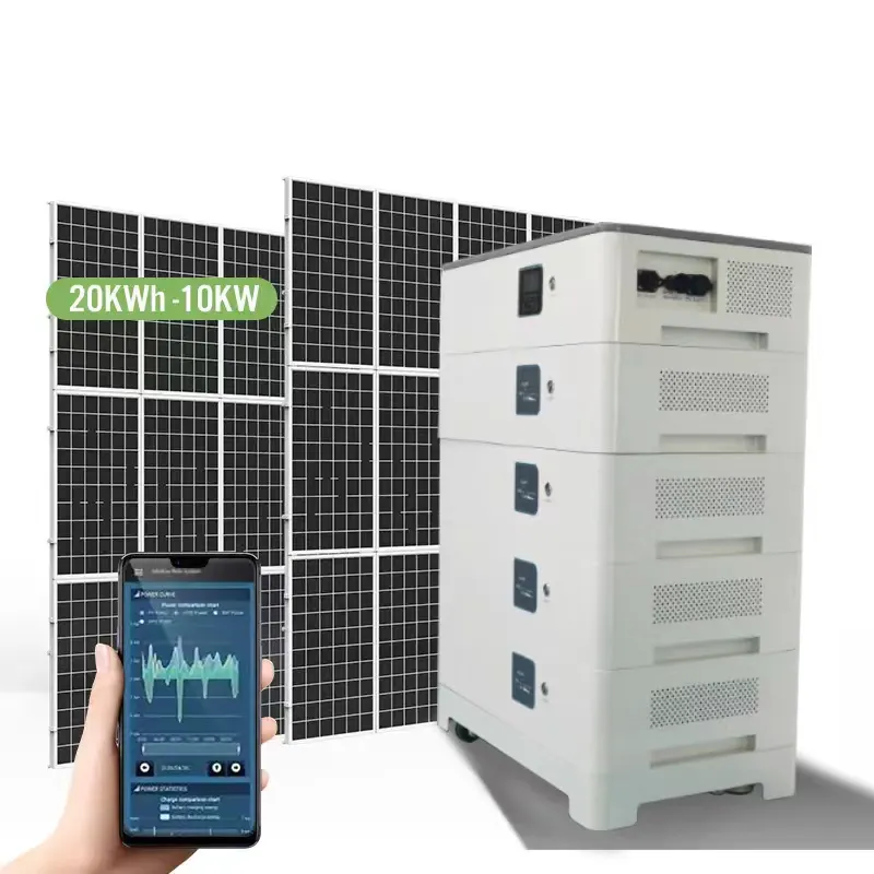 نظام تخزين الطاقة المنزلية الكل في واحد قابل للتكديس 10 كيلو وات بطارية احتياطية منزلية lifepo4 طاقة شمسية هجينة خارج الشبكة