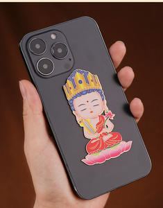 สติกเกอร์โทรศัพท์รูปสัตว์นักษัตร รูปปั้นพระพุทธรูปทองแดง ของมงคลทางศาสนา แม่เหล็กติดตู้เย็น รูปปั้นเทพผู้พิทักษ์ สติกเกอร์โทรศัพท์ - Product Image 1