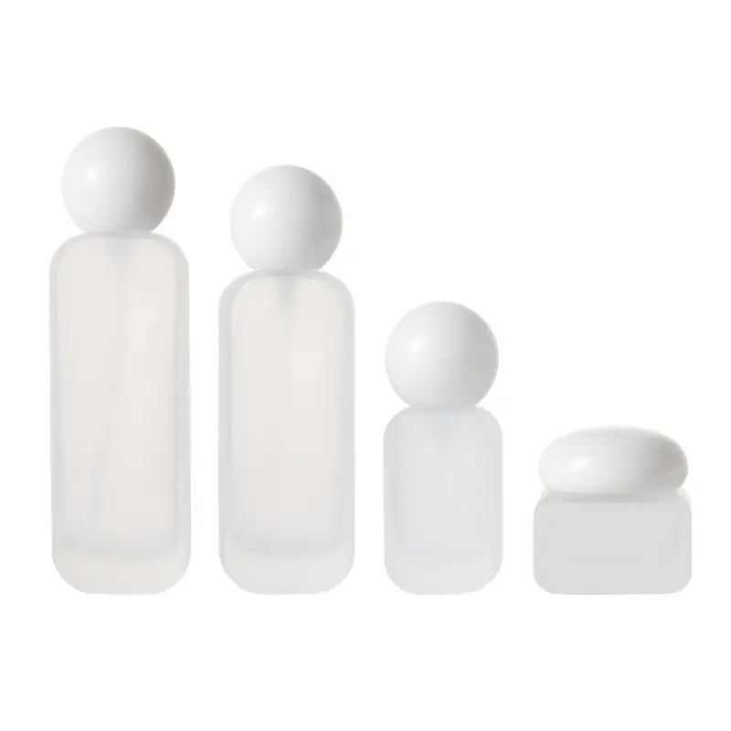 Fleckcremeflasche gepresste Lotion Kosmetik umverpackte Glas-Sprühflasche mattiertes Hautpflege-Set Großhandel Abfüllung