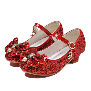 Meisjes hoge hakken lente nieuwe kinderschoenen prinsessenschoenen veelzijdige zachte zool kristallen schoenen voor meisjes optredens lederen schoenen - Product Image 2