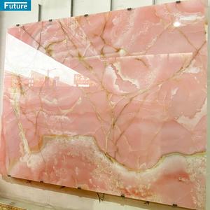Modern Design Natural Light <strong>Pink</strong> Onyx Rose <strong>Pink</strong> <strong>Marble</strong> Slab Polished Backlit Onyx Translucent for Interior Background Wall Panel - Product Image 1