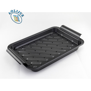 Forno grande piatto profondo vassoio per arrostire la carne due pezzi in acciaio al carbonio utensili da cucina Grill/<span class=keywords><strong>teglia</strong></span> da forno <span class=keywords><strong>teglia</strong></span> antiaderente <span class=keywords><strong>con</strong></span> Set di Rack - Product Image 5