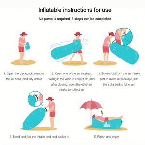 Accessoires de camping, chaise longue d'extérieur rose, lit de plage gonflable, canapé pneumatique avec sac de transport - Product Image 2