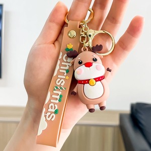 Porte-clés de Noël personnalisé en silicone 3D, design Père Noël, renne et pain d'épices, avec sangle assortie, cadeau pour le bonhomme de neige - Product Image 2
