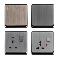 Panneau de placage brossé ABUK 1 groupe 1 voie maison 13A 3Pin prises de courant multifonctions universelles interrupteur mural électrique prise de courant