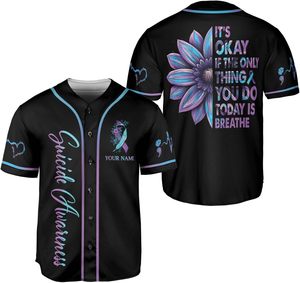 Ensembles de maillots de baseball de sport Soutien à la santé mentale Prévention du suicide unisexe Anti-bactérien évacuant l'humidité US - Product Image 2