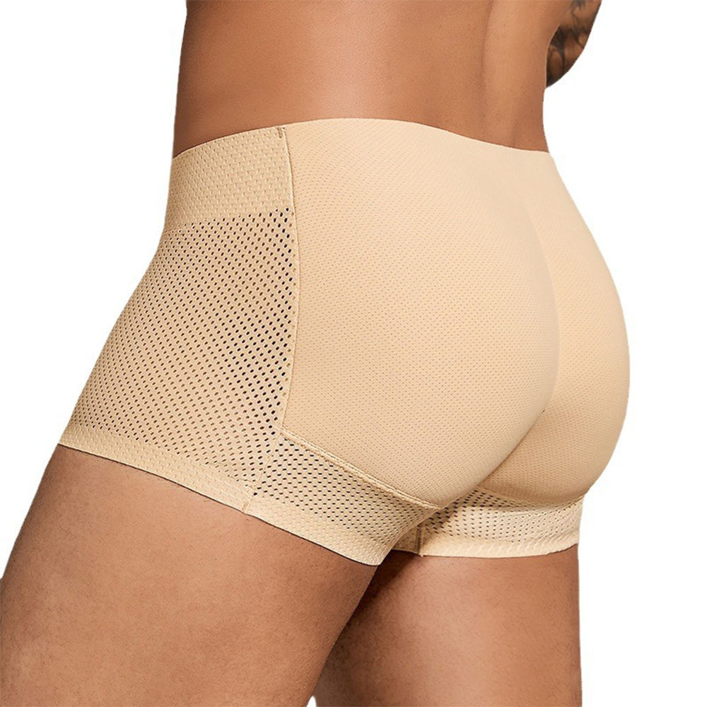 Hot Sale Men's Thickness Foam Padded Butt Panties Shaper Nylon  Breathable Control Boxer Shorts