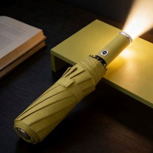 Wholesale 3 <b>Fold</b> Umbrella Fully Automatic Sunscreen Sunshade Sun Umbrella Dual Use with LED Flashlight for Business - Product Image 1