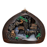 Encensoir en bois de santal semi-fait main de style chinois, motif eau de montagne, taille standard, pour intérieur domestique, Aquilarum Zen Dehua