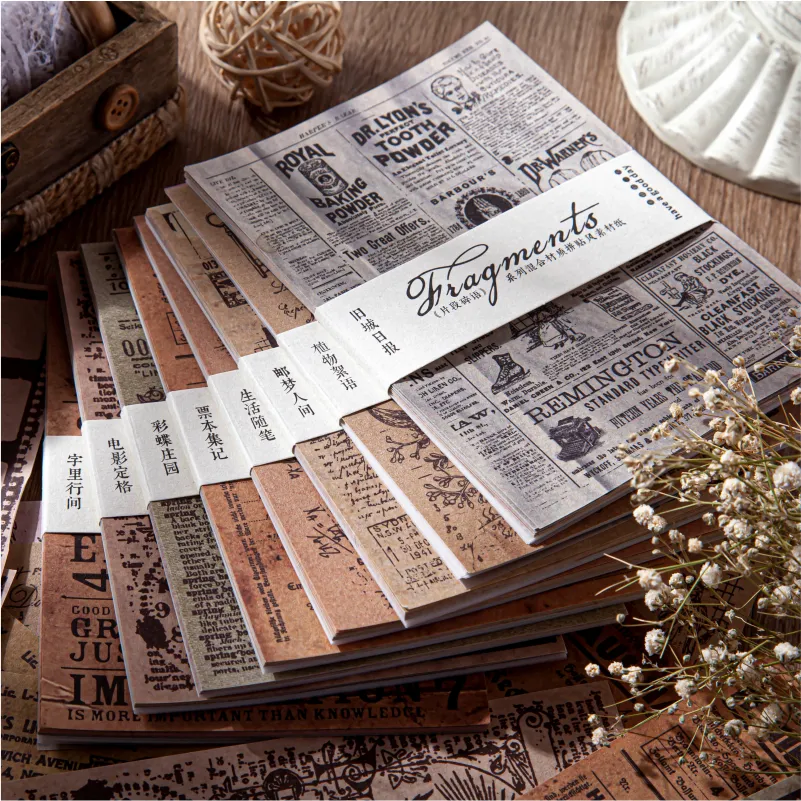 30pcs Colagem Vintage Background Material Papel Lixo Planejador de Jornal Craft Paper Scrapbooking Vintage Decorativo DIY Craft Foto