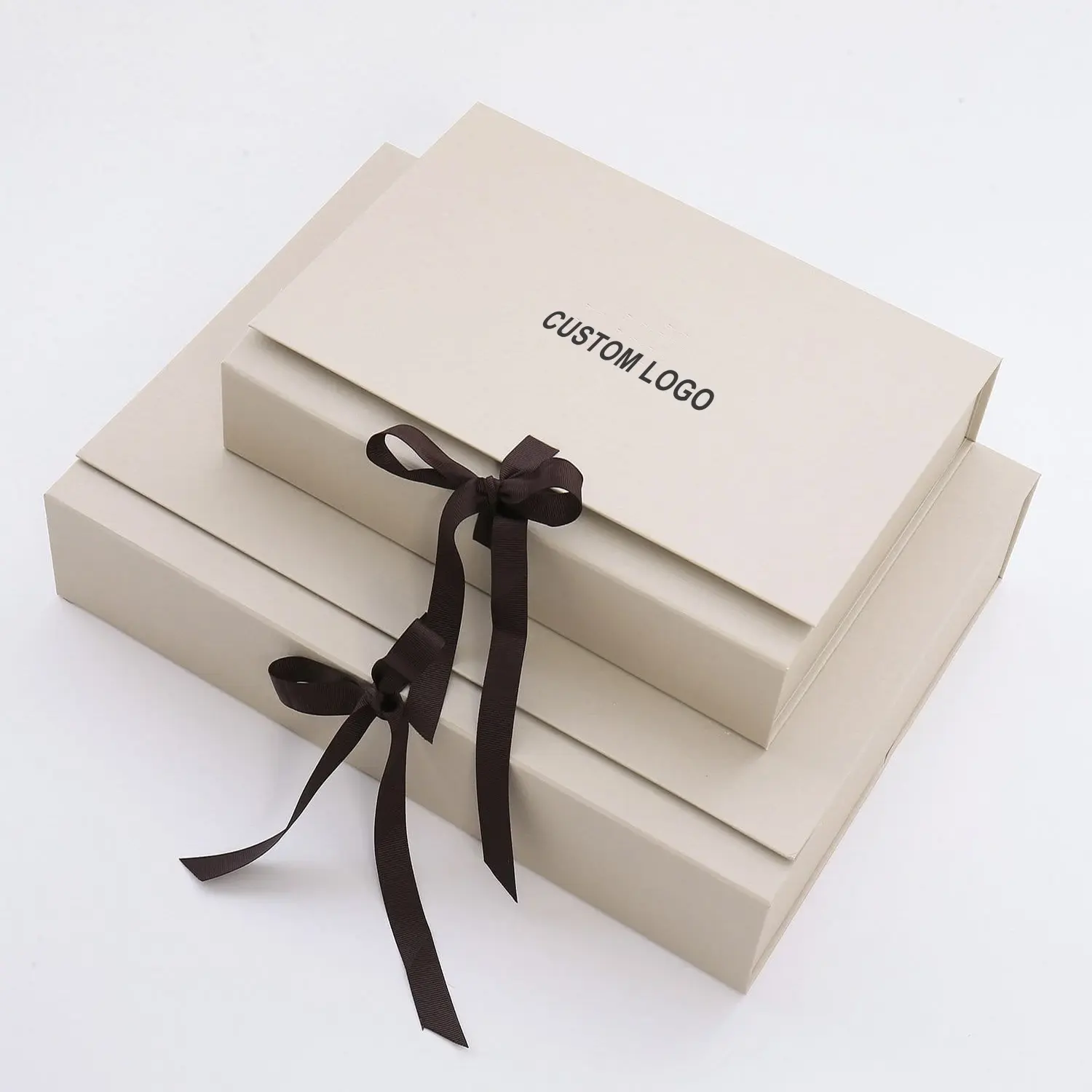 Custom Logo Rough Linen Packing Box Linens Gift Box with Ribbon
