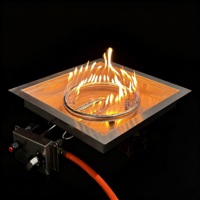 Brûleur à gaz carré en acier inoxydable de 41 cm pour foyer extérieur et cheminée.