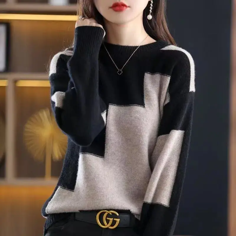 Autumn Crewneck Crochet Tops Jumper Korean Women's Sweater 2024 Trend Clothes Sweaters for Women Knitted Fashion Pullover