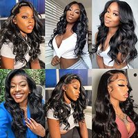 Perruque Lace Front Body Wave de Haute Qualité en Cheveux Indiens Remy Vierges Noirs Lavish Beauty avec Dentelle Transparente pour Femmes Noires