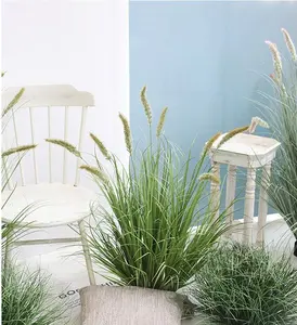 Simulation of green plant cat tail grass landing haystack romantic wedding decoration Chen props scene decoration pieces