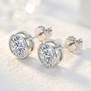 Boucles d'oreilles en or massif 10K/14K/18K avec diamants de laboratoire VVS - Certifiées IGI <span class=keywords><strong>1</strong></span> <span class=keywords><strong>Carat</strong></span>, Clous simples en forme de bulle, Bijoux fins de mariage pour femme - Product Image 1