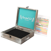 Boîte de rangement rustique en bois pour huiles essentielles, grande capacité, avec couvercle à charnière, organiseur de bouteilles d'aromathérapie avec doublure imprimée douce