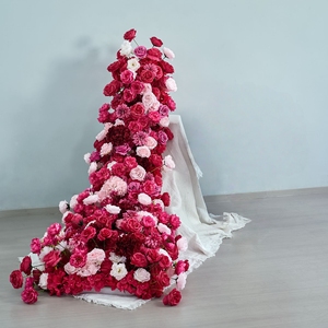 Composizione Floreale Artificiale <span class=keywords><strong>Rosa</strong></span> Madder Pink a Cascata, Decorazione per Palco Matrimoniale, Vendita Calda - Product Image 4