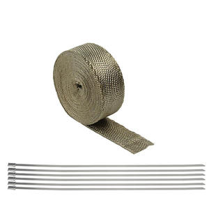 Термоизоляционная лента для выхлопных коллекторов из стекловолокна, 6 x 2 дюйма x 10 м, выдерживает до 1000°C, новая, 6 нержавеющих стяжек в комплекте, Kyostar - Product Image 3