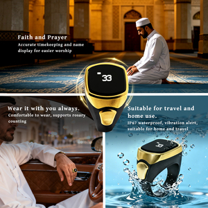 Bague connectée musulmane avec compteur numérique, compteur de Qibla, rappel de <span class=keywords><strong>prière</strong></span>, alarme, contrôle via application iOS, bague de <span class=keywords><strong>prière</strong></span> Zikr <span class=keywords><strong>pour</strong></span> le Ramadan - Product Image 2