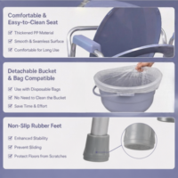 Chaise de toilette pliable en aluminium pour personnes âgées avec accoudoirs confortables et couvercle – Offre spéciale