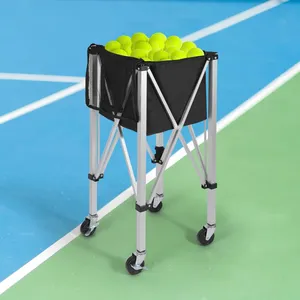 Chariot à balles pliable RS Typti en aluminium pour <span class=keywords><strong>tennis</strong></span> et pickleball avec roues, capacité de 150 balles, panier à balles roulant pour <span class=keywords><strong>padel</strong></span> - Product Image 1