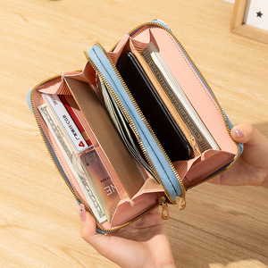 Portamonete a mano da <span class=keywords><strong>donna</strong></span> in pelle PU con doppia cerniera <span class=keywords><strong>portafoglio</strong></span> da <span class=keywords><strong>donna</strong></span> con motivo a quadri <span class=keywords><strong>bianco</strong></span> nero - Product Image 3