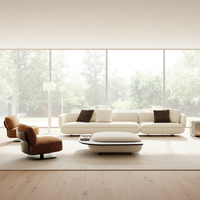 Ensemble de canapés modulaires carrés inclinables minimalistes de luxe italiens Vivienne en cuir véritable pour salon de villa